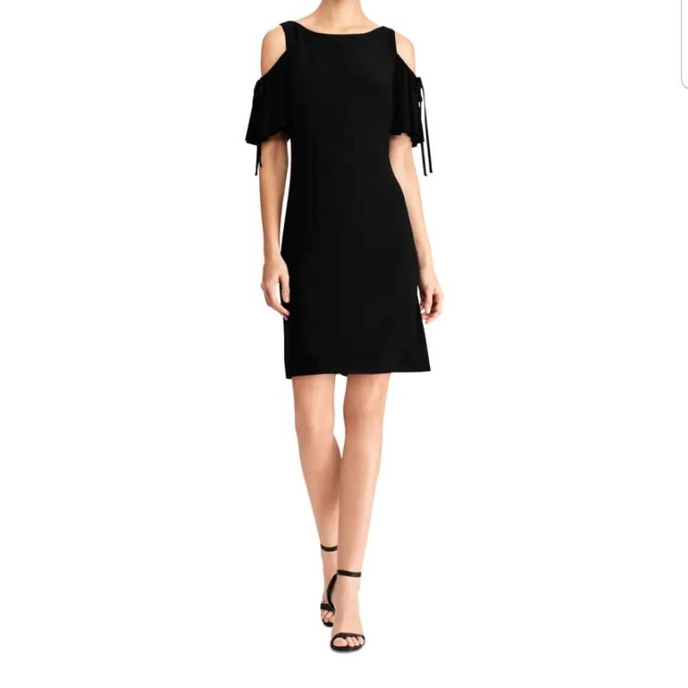 American Living Cold Shoulder Tie Sleeve Dress